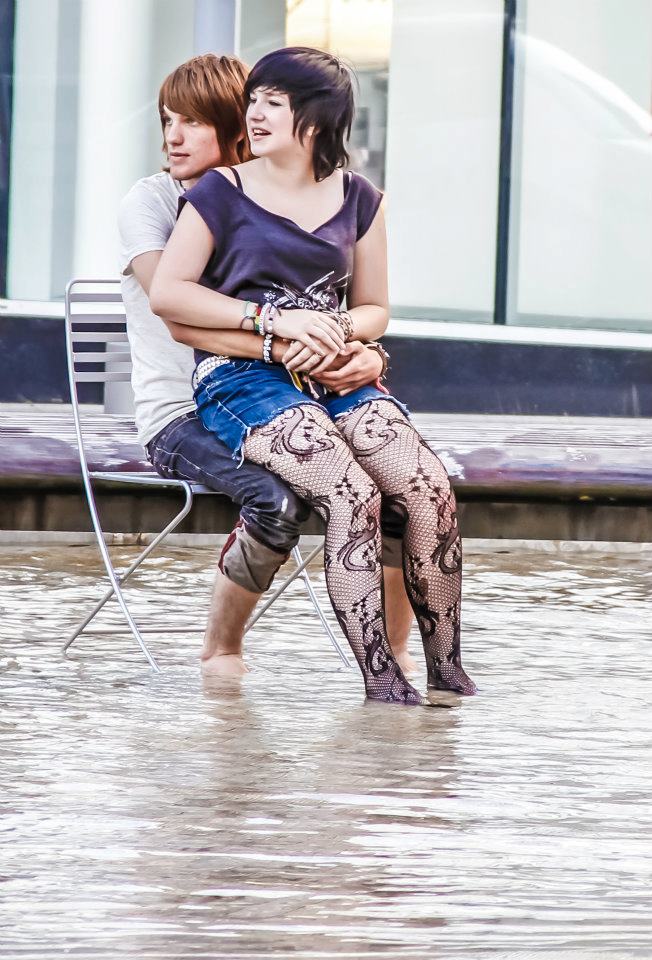 lovebirds in the birdbath by AB
