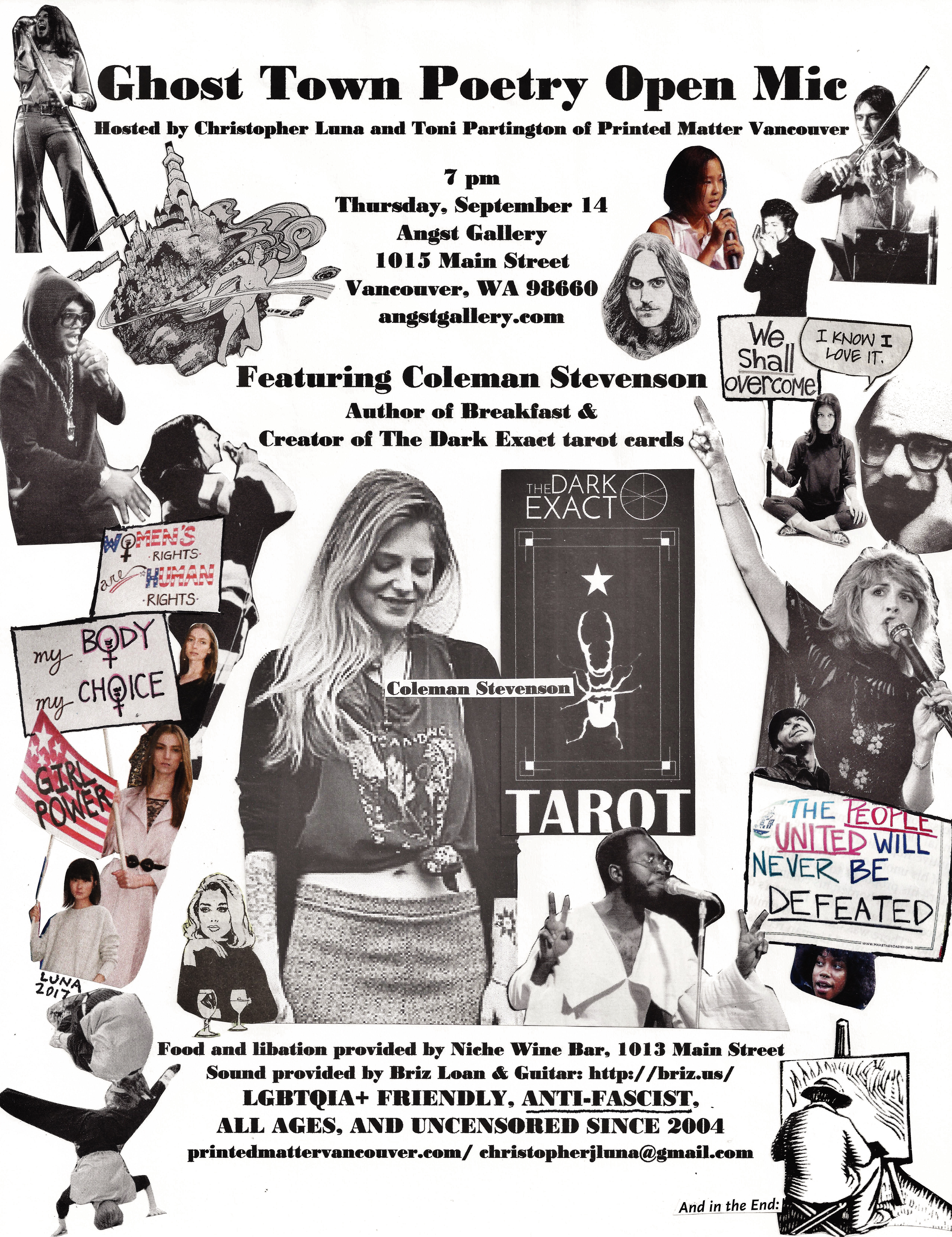 Ghost Town Poetry Open Mic flyer September 14 2017