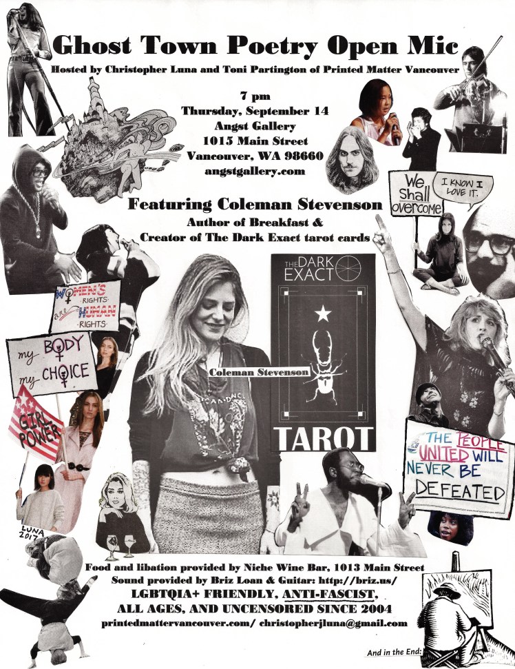 Ghost Town Poetry Open Mic flyer September 14 2017