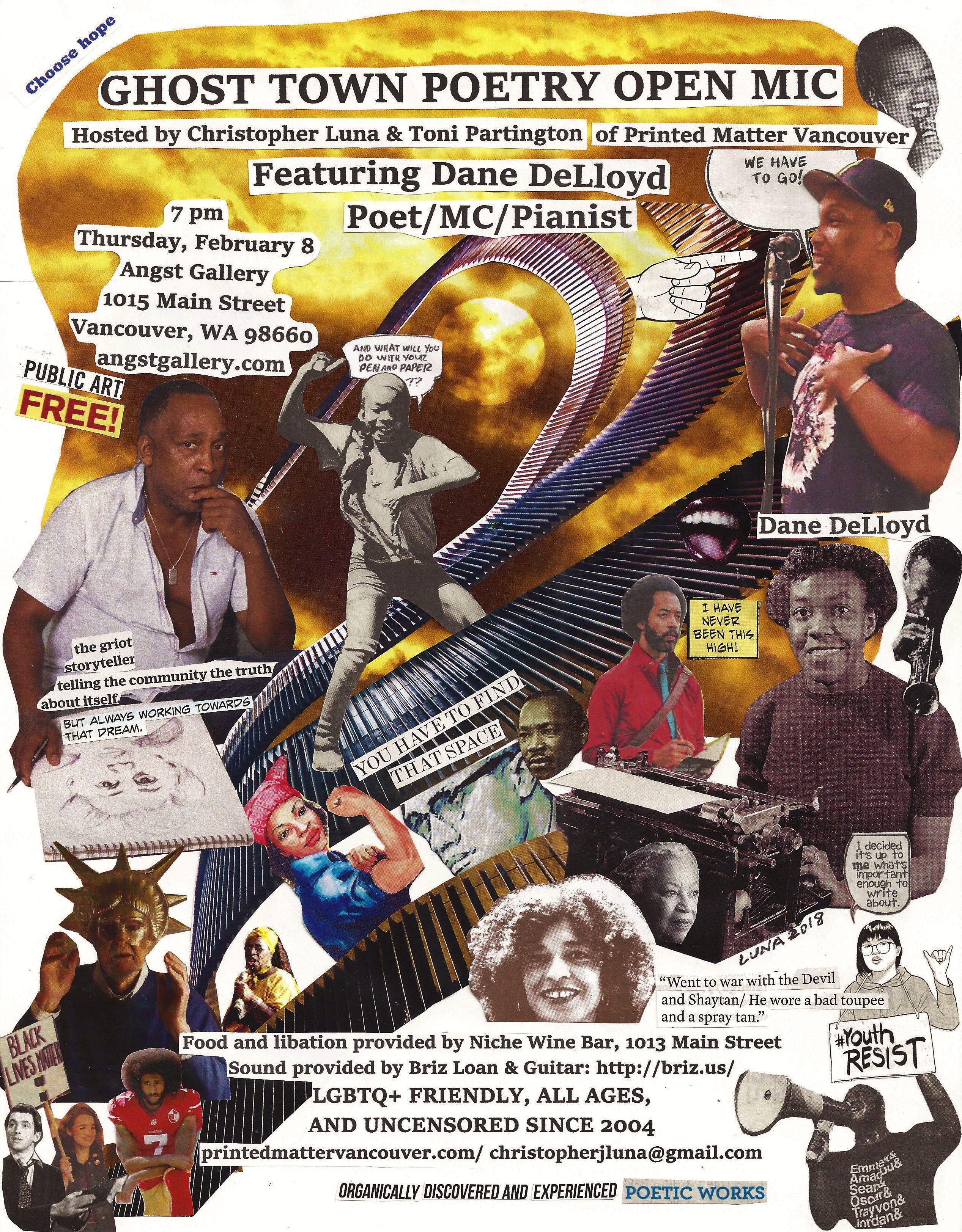 Ghost Town Poetry Open Mic flyer February 8 2018 cropped