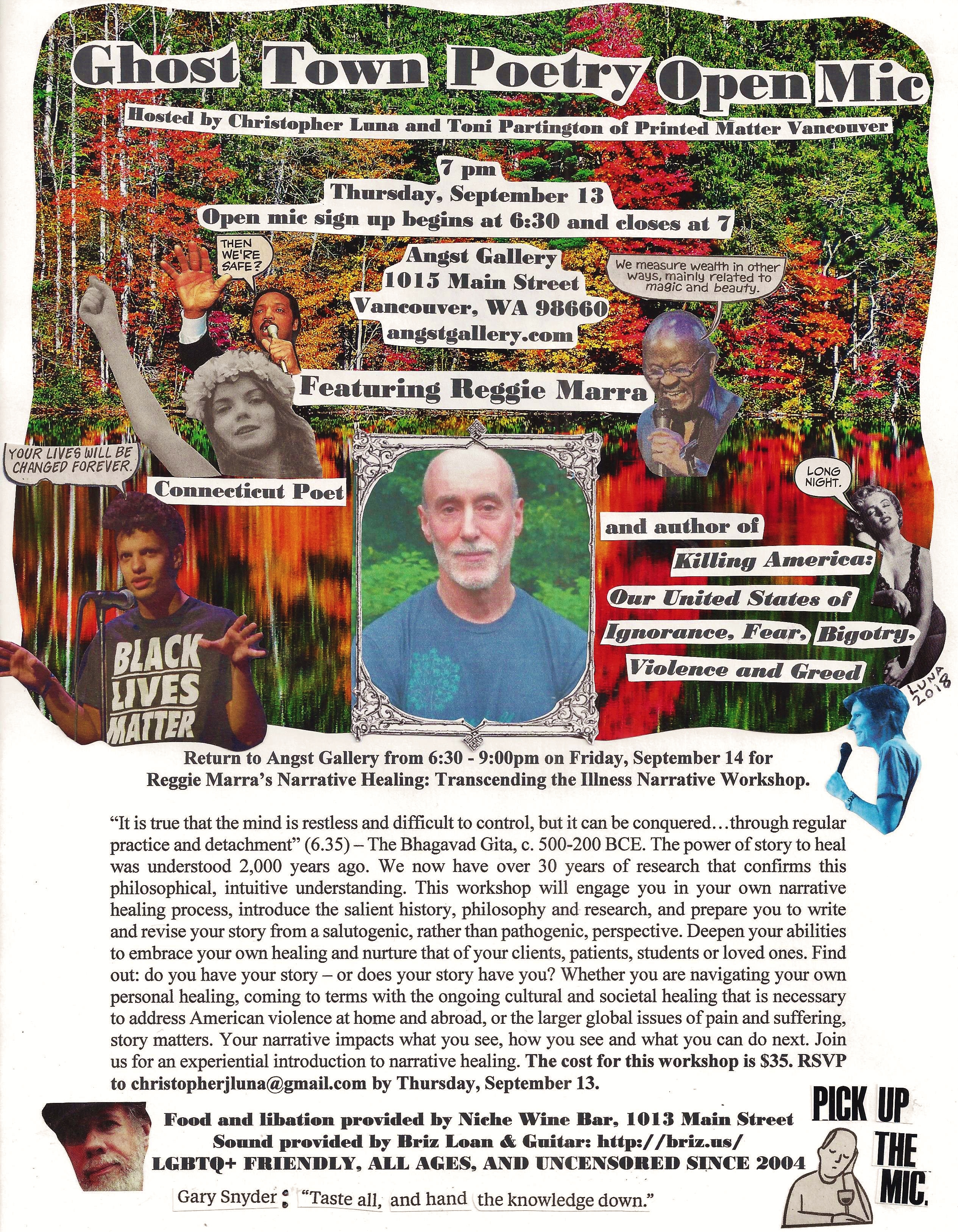 Ghost Town Poetry Open Mic flyer September 13 2018 cropped