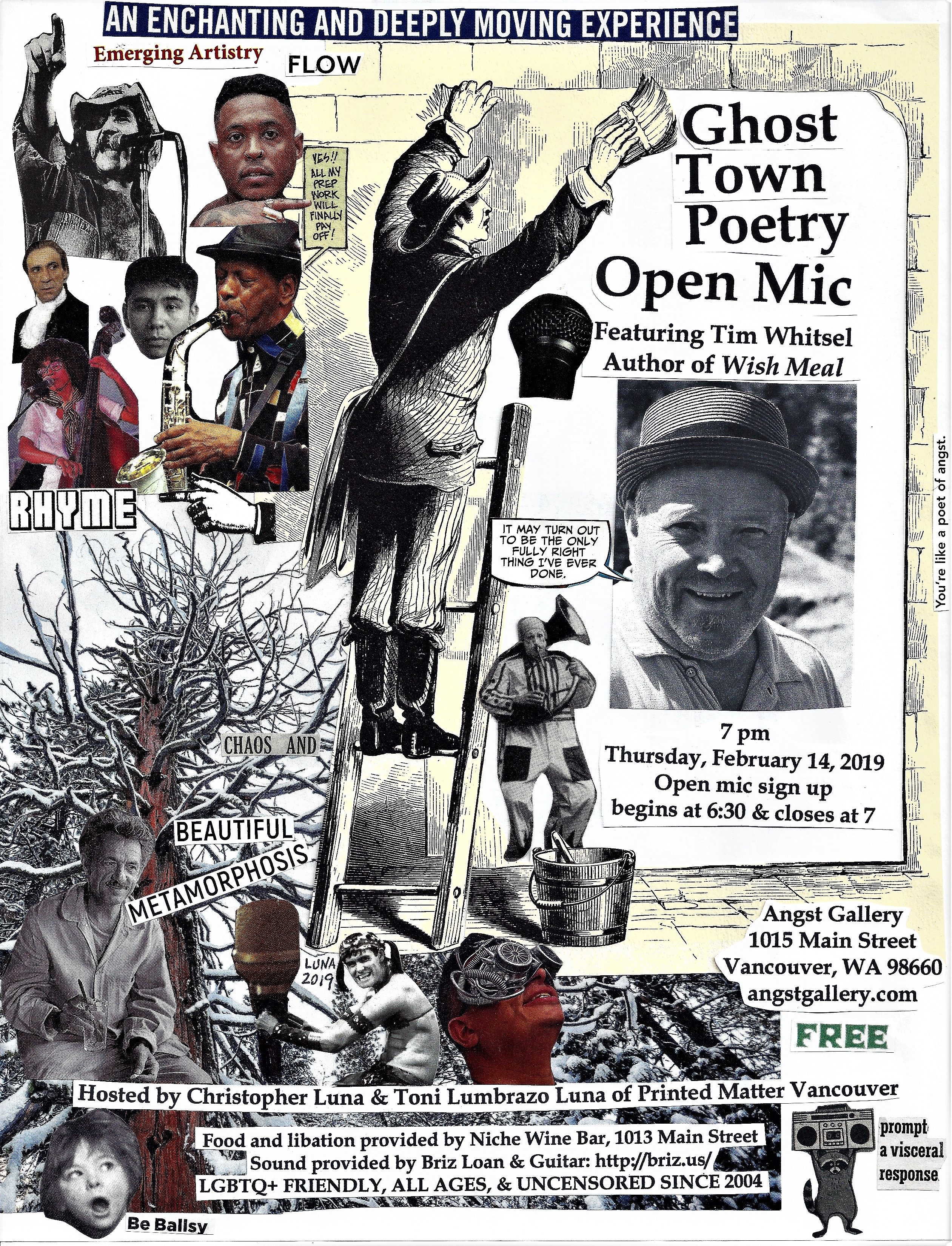 ghost town poetry open mic flyer february 14 2019