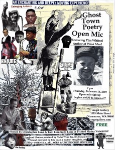 Ghost Town Poetry Open Mic flyer February 14 2019