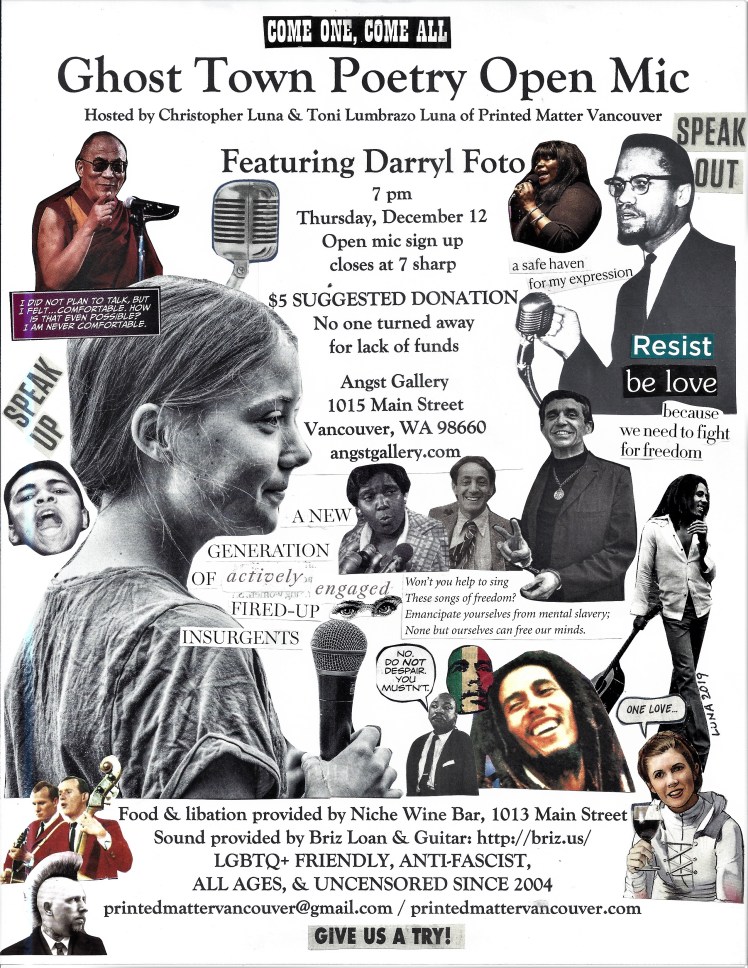 Ghost Town Poetry Open Mic Flyer December 12 2019