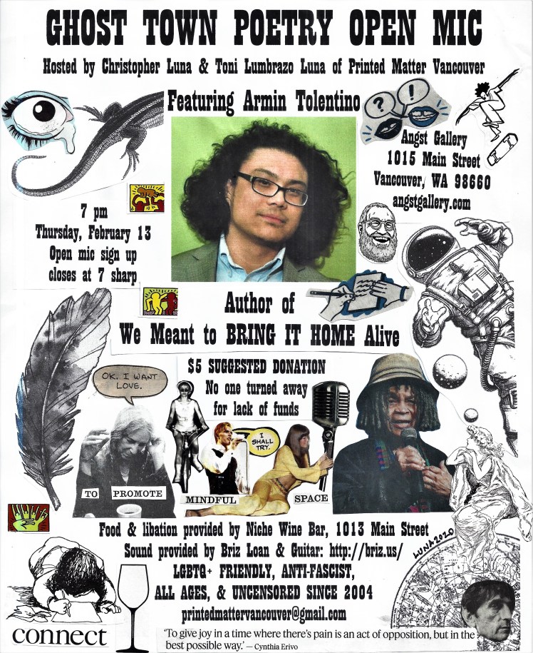 Ghost Town Poetry Open Mic flyer February 13 2020